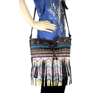 Montana West Handgun Purses Montana West® Fringe Collection Concealed Carry Purse Cross Body Firearm Shoulder Bag BROWN